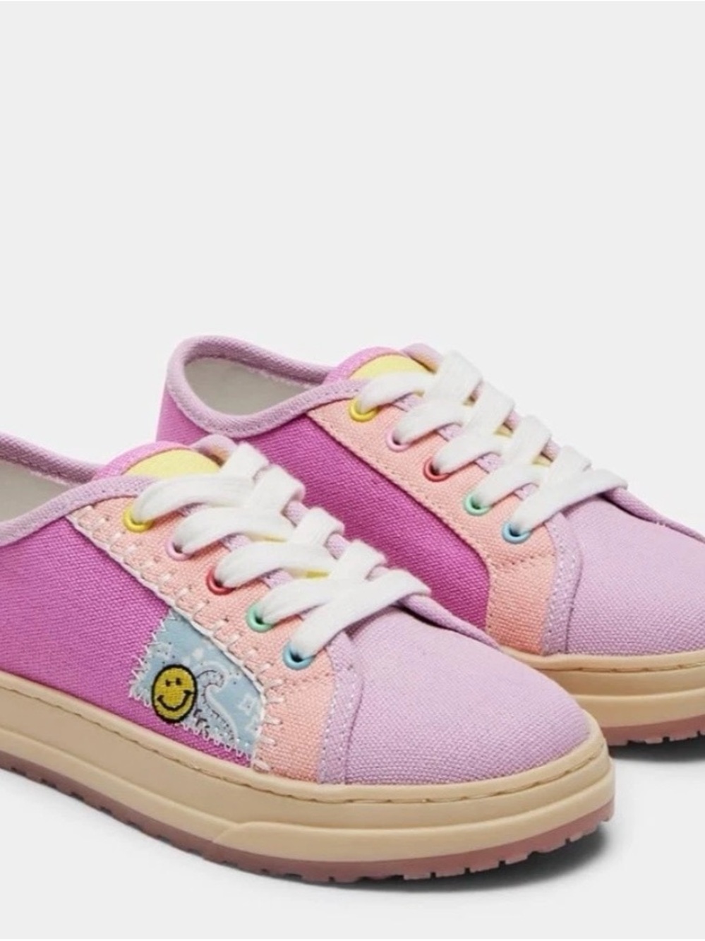 Steve Madden Kids Pink and Purple Canvas Lace-Up Sneakers